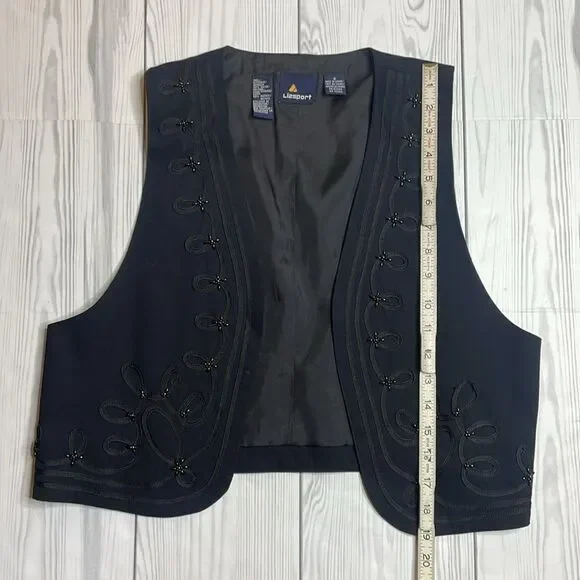 90s Vintage Liz Sport black Beaded vest Small - Picture 6 of 7
